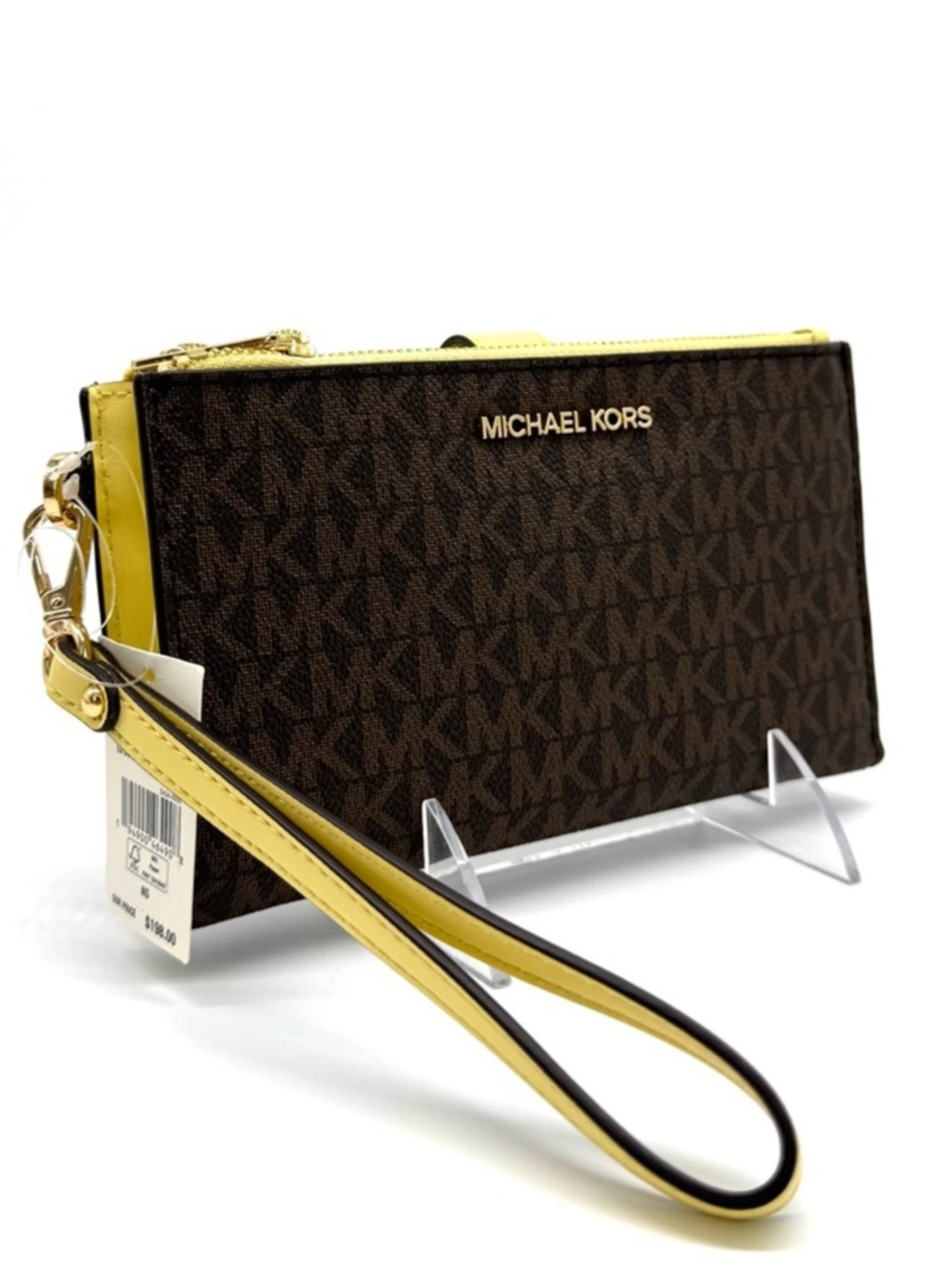 Michael Kors Large Jet Set Travel Logo Double Zip Wallet Buttercup